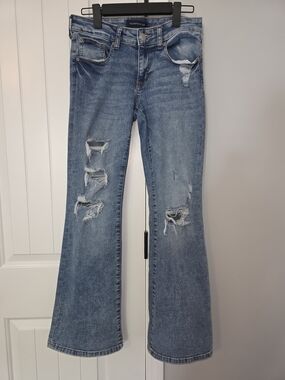 Aeropostale- Low Rise Light Blue Distressed Flare Jeans - Women's Size 4 Reg